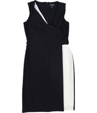 Ralph Lauren Womens Two-Tone Surplice Sheath Dress, navywhite, 10