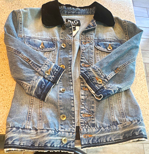 D&G Dolce & Gabbana Women’s Blue Denim Jacket Slim Short Button Collar XS