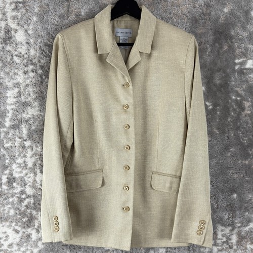 Jaclyn Smith Size 8 Career Notched Blazer Jacket Beige Long Sleeve Lined