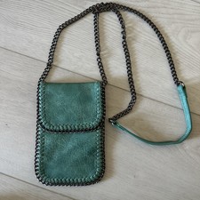 Vegan Leather Crossbody Bag With Chain Shoulder Straps, Exposed Stitches, Lined