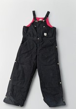 38 x 28 Carhartt Black R38 Bib Overalls Cotton Duck Fully Lined Red Quilt