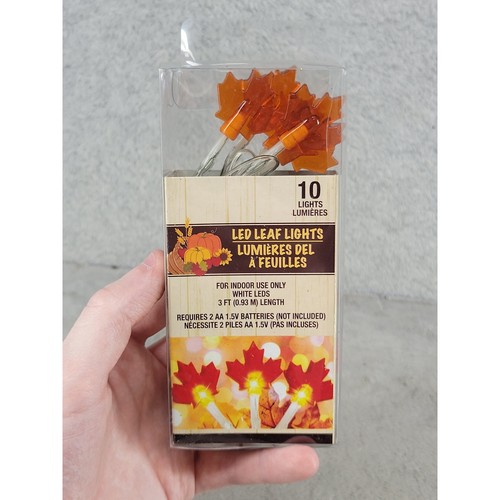 Greenbrier International 10 LED Leaf Lights Orange Maple Fall Decor 3ft Battery