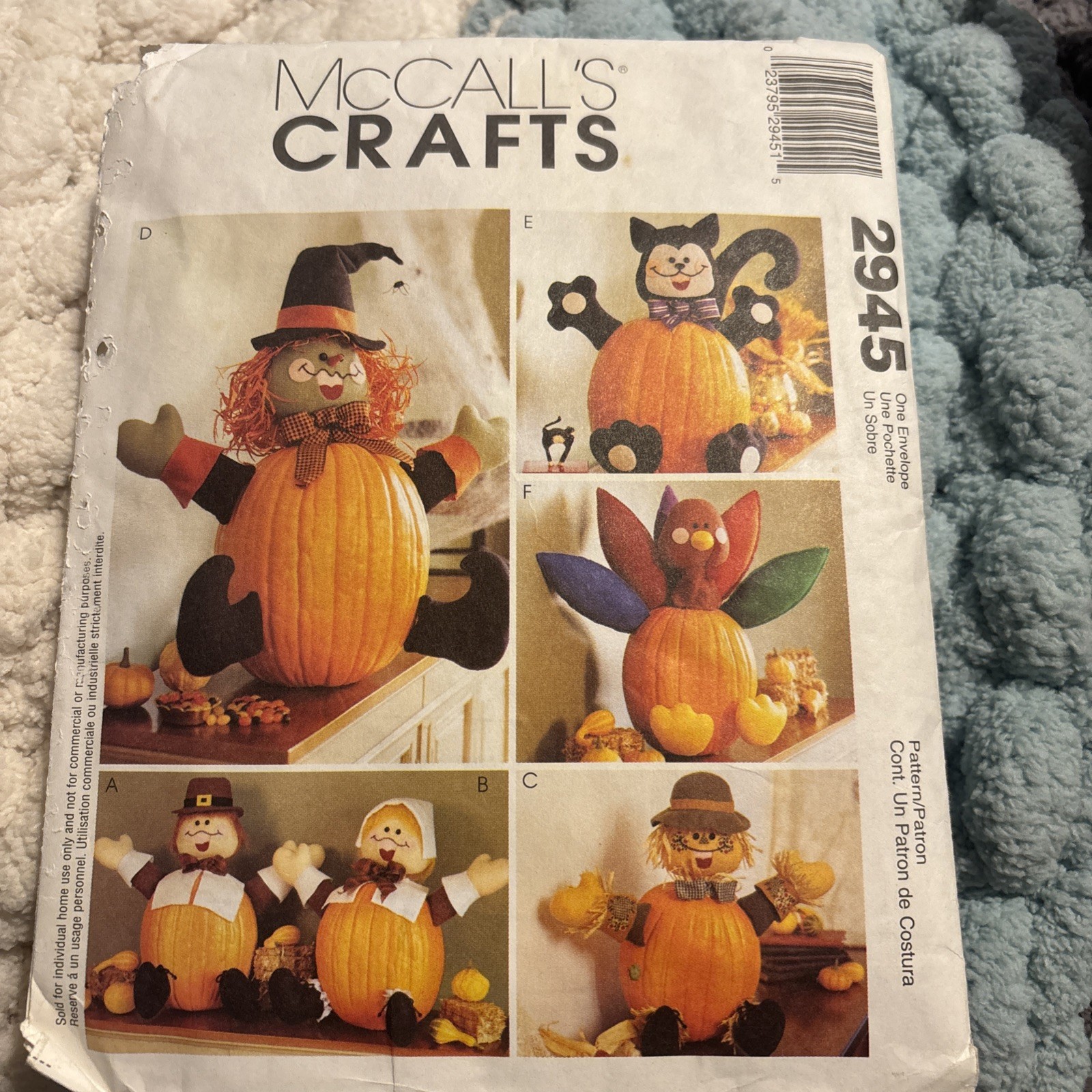 UNCUT McCall's Pattern #2945 Halloween Fall PUMPKIN PIKES Heads Arms Legs Insert