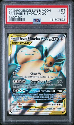 2019 POKEMON SM TEAM UP EEVEE & SNORLAX GX #171 PSA 7 NM