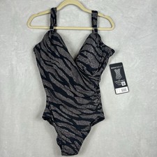 Miraclesuit Tummy Control Swimsuit 16 Siren Platinum Gray Ruched One Piece