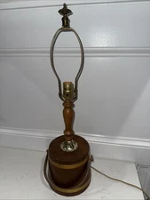 Antique Primitive Country Farmhouse /Wood Firkin Sugar Bucket/Lamp