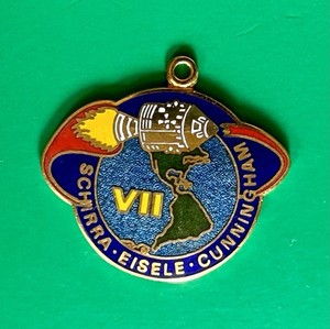 Vintage 1968 NASA Apollo 7 Enamel Medal Charm Pre-Moon Landing Mission