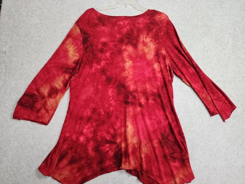 Camicetta donna Y2K retrò 2x rosso acquerello pullover paillettes maglia elasticizzata - Foto 2 di 6