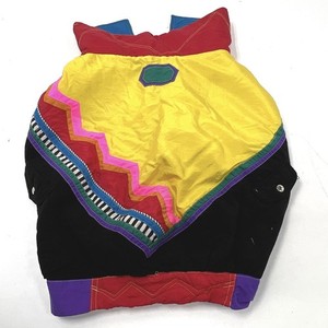 Vintage 90s Colorblock Neon Padded Dog Jacket Coat Geometric Quilted Sz 30