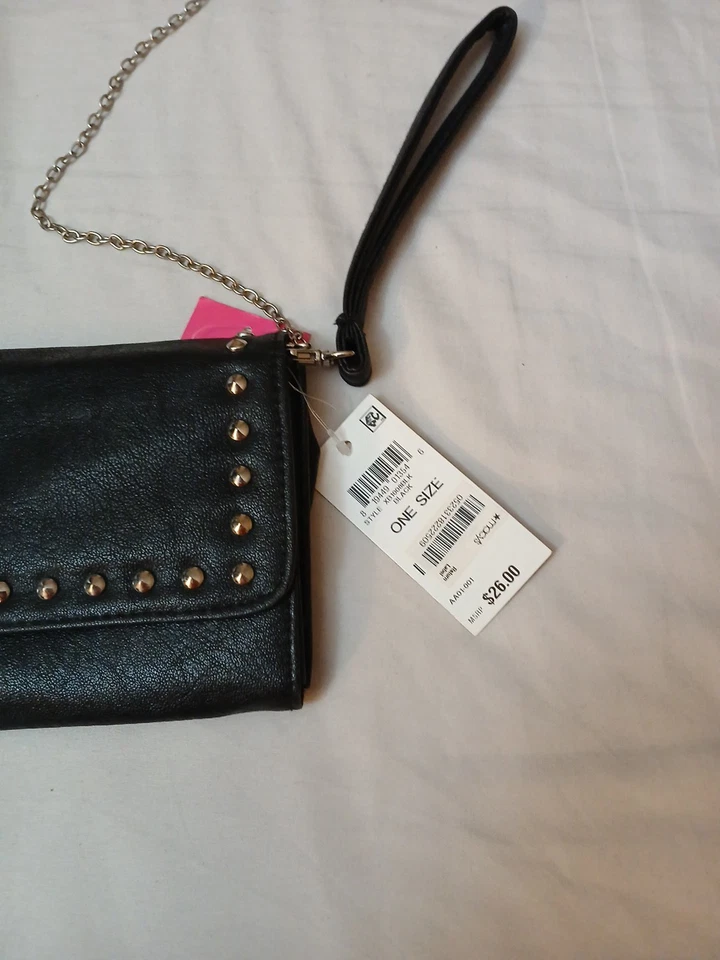 Material Niña Bandolera, Bolso sin asas, Muñequera, Cartera Convertible Negra Pequeña P1 Foto 3 de 4