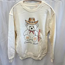Zoe  Liv Country Music Bear Sweatshirt Women  s XS Cream Crewneck Pullover NWT