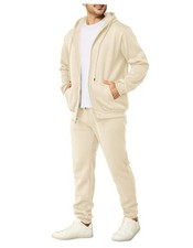 Mens Sweatsuits 2 Piece Casual Full Zip Tracksuits Zip Up Hoodie X-Large Khaki