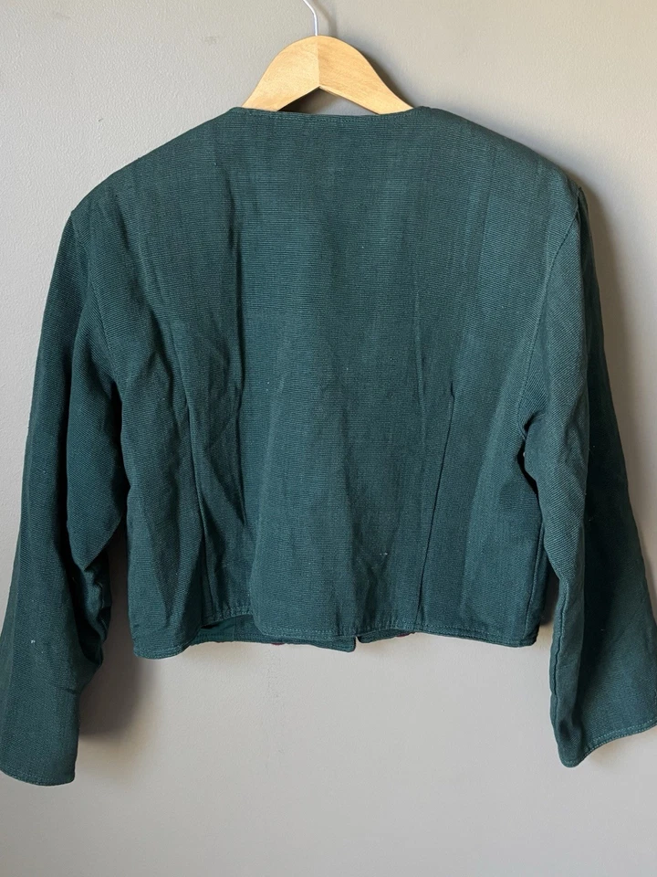 Chaqueta corta vintage M verde bordada arte para usar bolero occidental azteca Foto 2 de 4