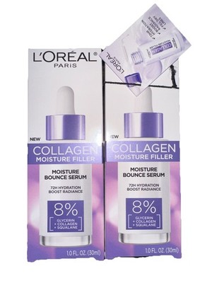 Collagen Moisture Bounce Serum Filler L Oreal Paris 1 fl. oz. New Lot Of 2