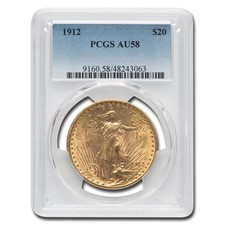 1912 $20 St Gaudens Gold Double Eagle AU-58 PCGS