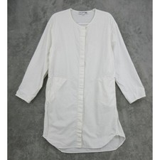 Uniqlo Ines de la Fressange Dress Womens Small White Cotton Button Front coastal