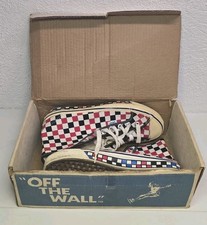 Vtg 1980s Vans Style 38 Sk8-Hi Made In USA Red Black Checkerboard Size 9 With...