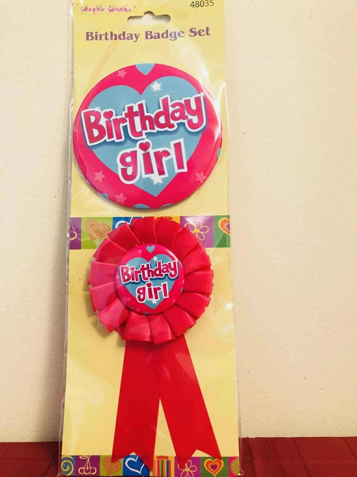 Birthday Boy Girl Badge Set Rosette Childrens Party Badges With Ribbon Pink Blue — 第 3/3 张图片