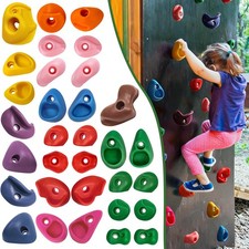 32 Rock Climbing Holds for Kids and Adults, Multi Size Colorful Plastic Wall Gri