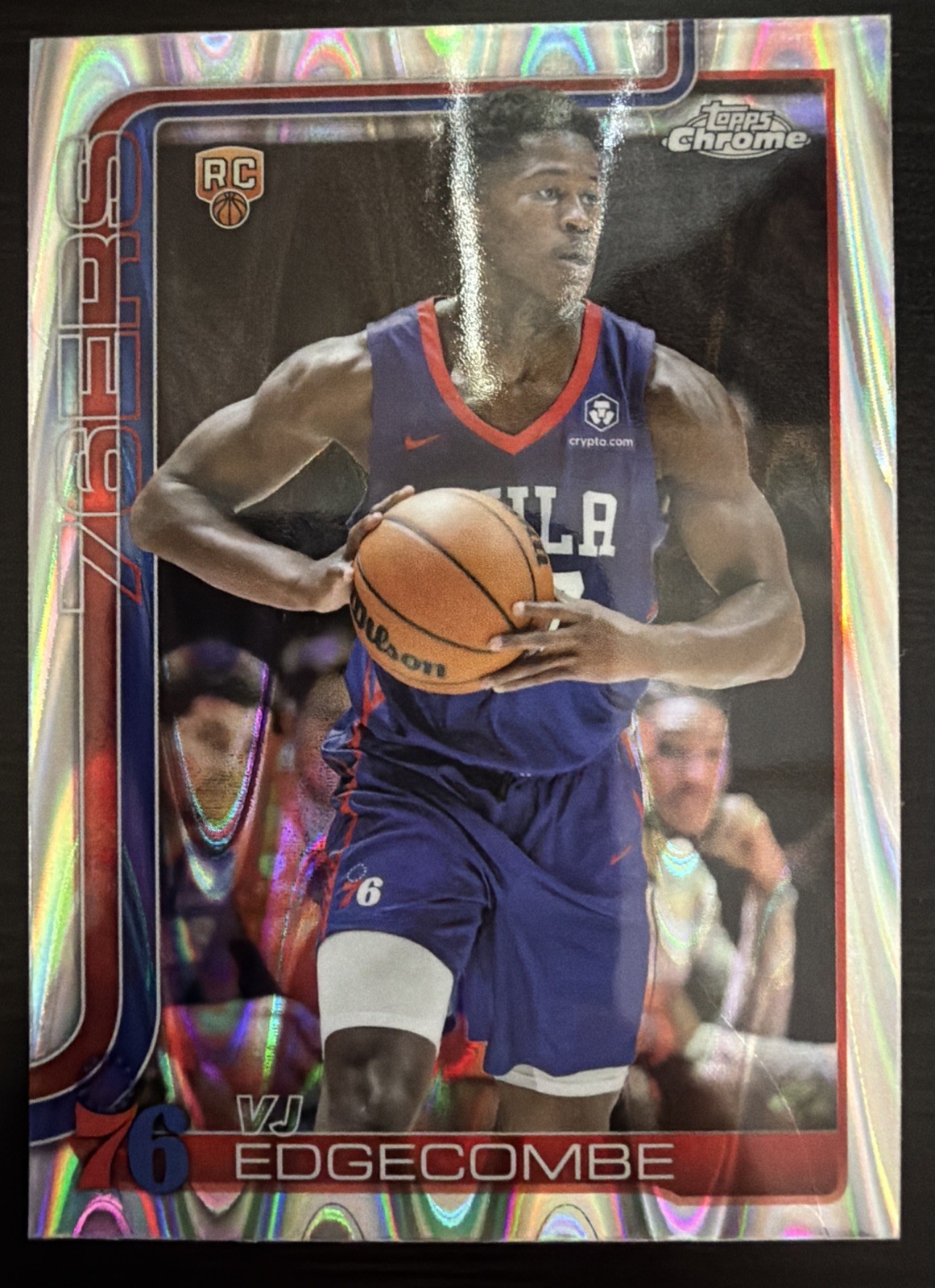 2025-26 Topps Chrome #253 VJ Edgecombe RayWave Refractor Basketball Card NM