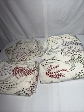 LL Bean Botanical Floral Percale King Size Sheet Set Fitted Flat 2 King Cases Ex