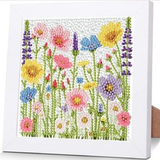 Wildflowers Diamond Art Kit for Kids with Frame,DIY Crafts for Girls Boy  Di...