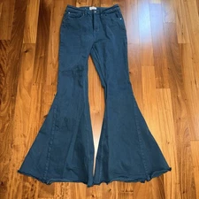 Shyanne Super Flare Bell Bottom Jeans Womens 29 Green High Rise Stretch 29wx34l