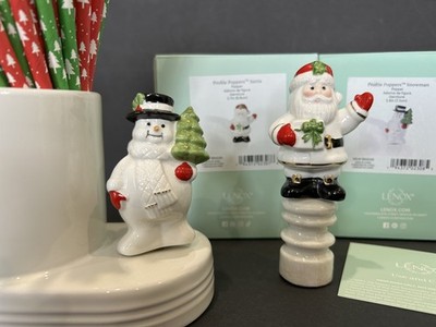 Lenox Profile Poppers SANTA and SNOWMAN  Mini fits Nora Fleming bases Christmas