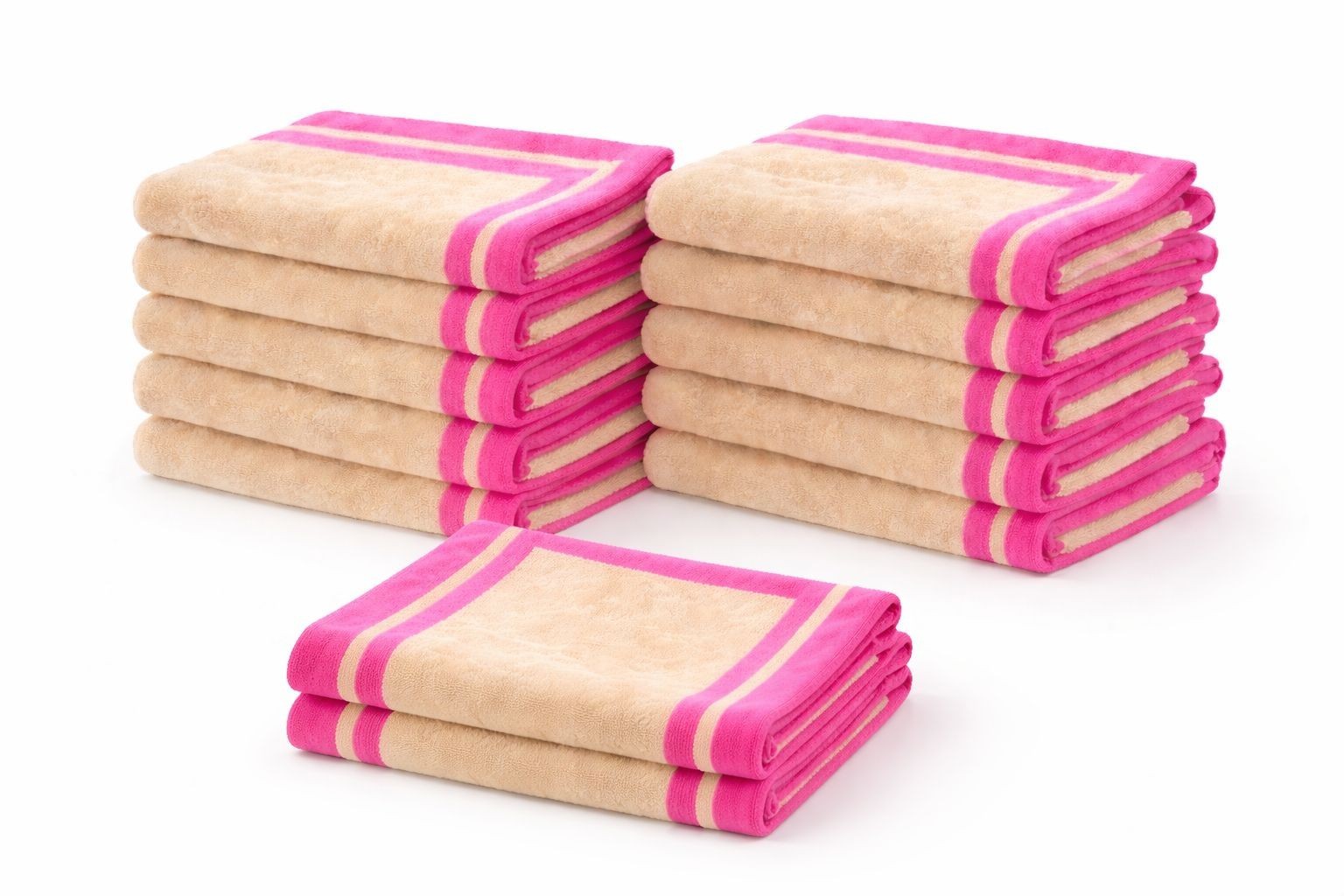 S Velour Beige W/pink Bulk  22"x16" - 015321 - 12-pack