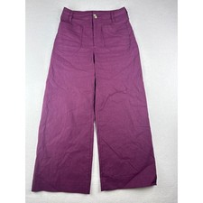 Maeve Anthropologie The Colette Bow Back Wide Leg Crop Pants Berry Purple 26P
