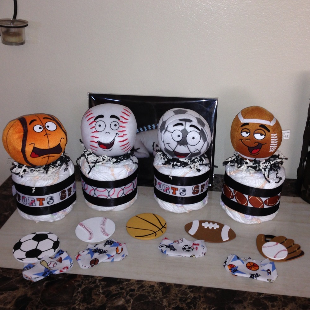 Sports Diaper Cake Mini Either a Baseball, Basketball, Football Or Soccer  Ball