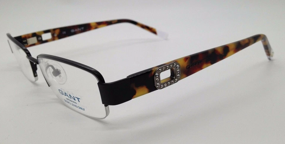 GANT GW SWAN ST Black SBLK Semi Rim Metal Eyeglasses Frame W/Stones 51-17-135 RX - Imagem 2 de 4