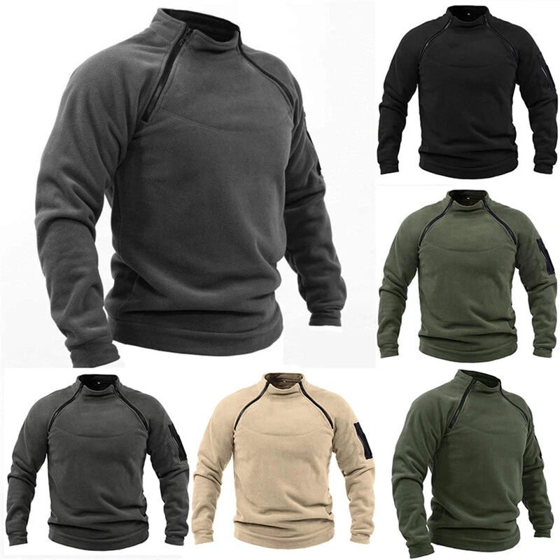 Mens Plain Pullover Sweater Jacket Tactical Coat Army Combat Coat Sweatshirt UK