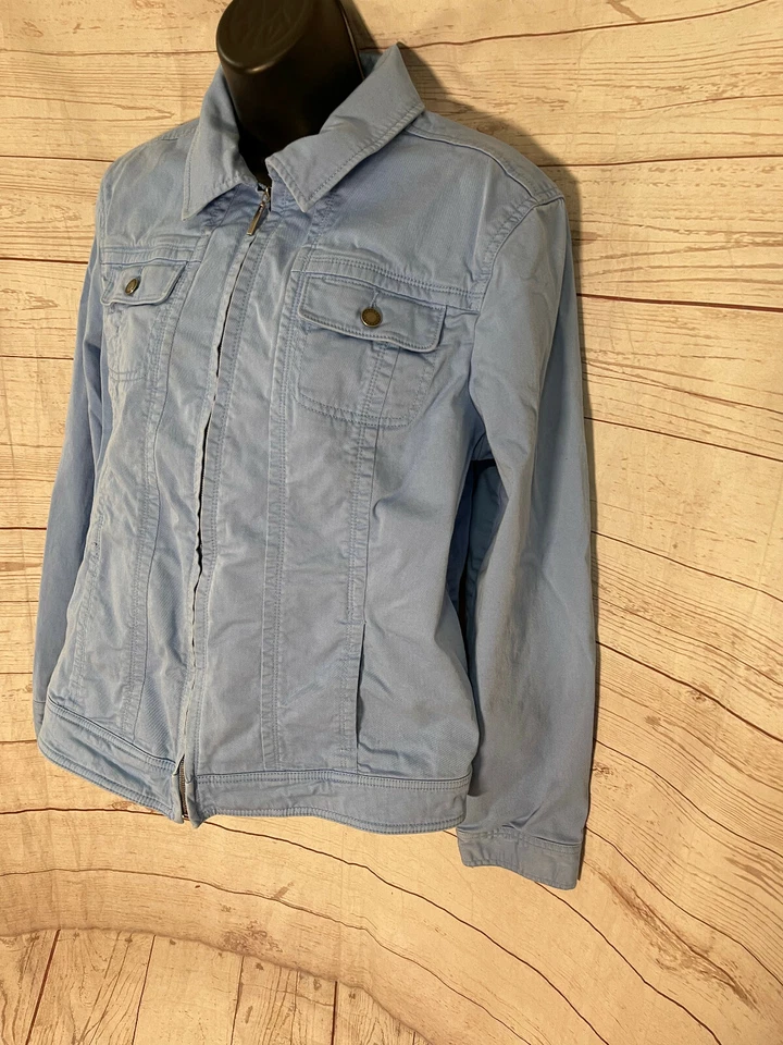 Amber Sun Women’s Blue Denim Front Pockets Full Zip Jacket Size M - Image 4 of 4