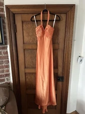 Vintage Morgan Co Prom Dress Maxi Ball Gown 90s Y2K Fairy Cruise Formal Orange