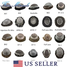 Custom Various Mens Toupee 100% Human Hair Piece Replacement System Wig For Men