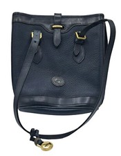Vintage Dooney & Bourke Bag AWL Navy Blue Pebbled Leather Bucket Tote Shoulder B