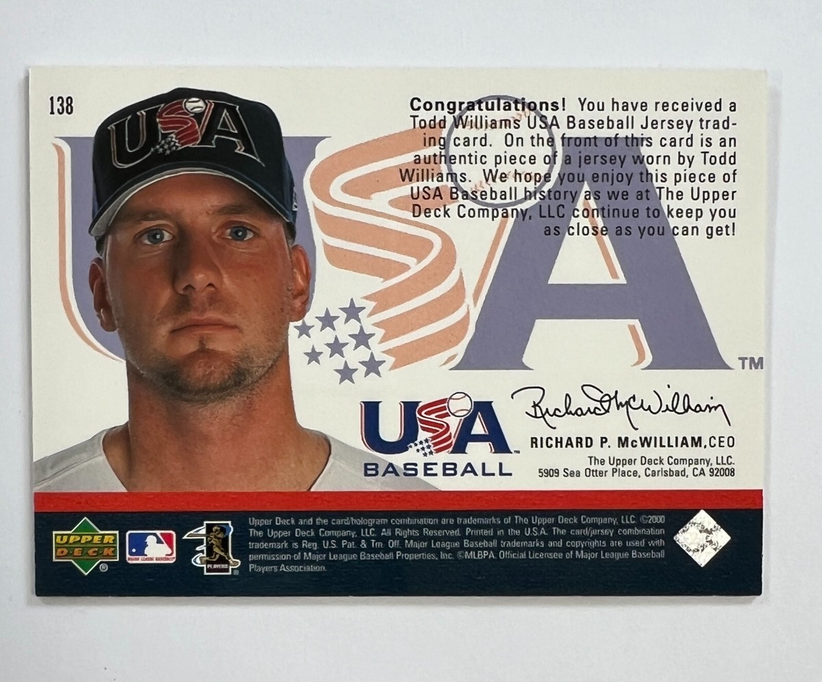 2000 Upper Deck #138 Todd Williams USA Baseball Relic AR70 | eBay