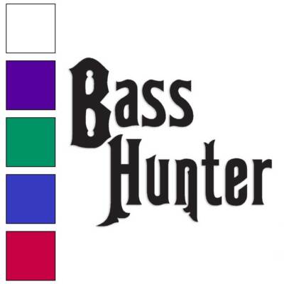 Bass Hunter Fishing, Vinyl Decal Sticker, Multiple Colors & Sizes #87