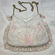 beaded evening chain Fully Beaded Evening Purse with Zipper Top and Gold Chain Strap — listing 3