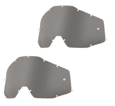 2x 100% Strata Accuri Tear OFF LENS ANTI FOG SCRATCH Smoke Motocross Enduro MTB