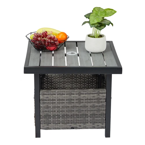 Rattan Wicker Steel Umbrella Side Table Outdoor Furniture Deck Garden Patio- - Picture 13 of 19