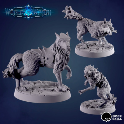 Dungeons & Dragons - HD Resin Print - Druide Wildshape Medium Beast - Wolf, Wölfe