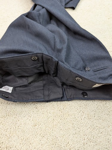 Wool Pants Mens 31x30 Blue Flannel Pleated Straight Leg Vintage Made in USA Navy - Picture 12 of 13