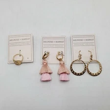 Melrose + Market Dangle Earrings & Ring Lot of 3 Fashion Jewelry Tassel Gold NWT