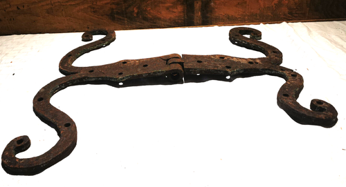 ANCIENNES TRES GROSSES PENTURES CHARNIERES FER FORGE 19 ème PORTE CHATEAU MANOIR - Photo 9/11