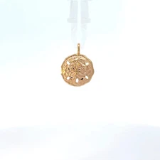 14k Yellow Gold Sand Dollar Charm Necklace Pendant ~ 1.8g