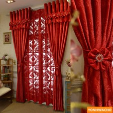 upscale European red Italian velvet wedding thick cloth blackout curtain N931 