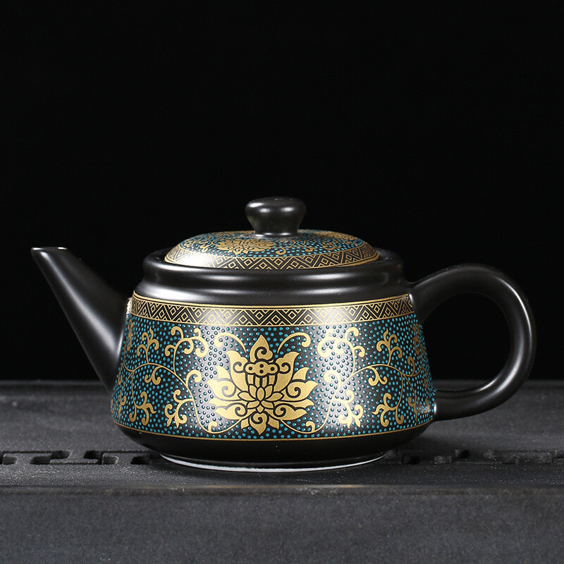 Elegant Matte Black Ceramic Puer Services Pot Teaware