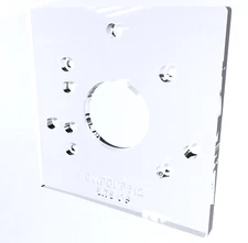 3/8" Thick 5.75" square baseplate upgrade with a 2" opening for Dewalt DNP612